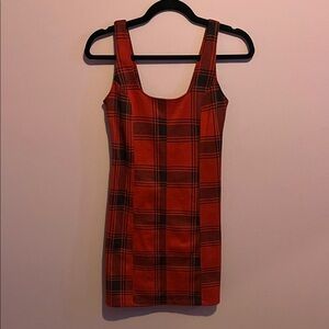 Chic Red Plaid Mini Dress